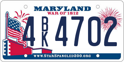 MD license plate 4BK4702