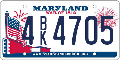 MD license plate 4BK4705