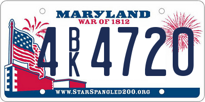 MD license plate 4BK4720