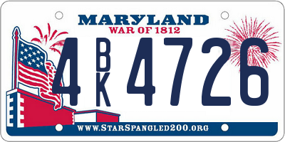 MD license plate 4BK4726