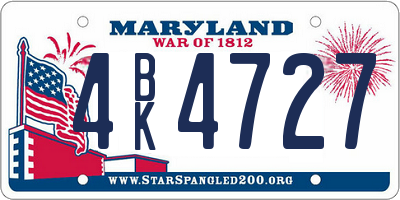 MD license plate 4BK4727