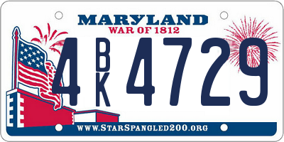 MD license plate 4BK4729