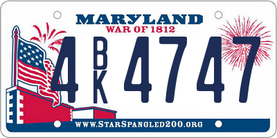 MD license plate 4BK4747
