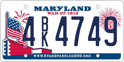 MD license plate 4BK4749