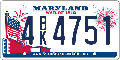 MD license plate 4BK4751