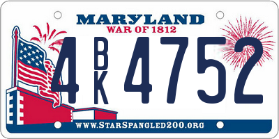 MD license plate 4BK4752