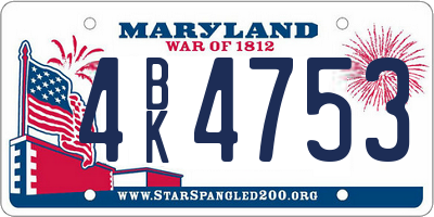 MD license plate 4BK4753