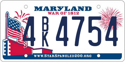 MD license plate 4BK4754