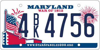 MD license plate 4BK4756
