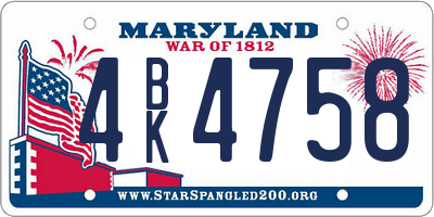 MD license plate 4BK4758
