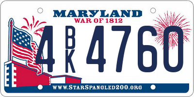 MD license plate 4BK4760