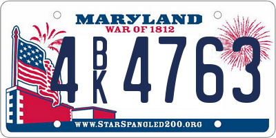 MD license plate 4BK4763