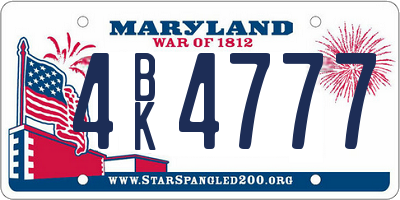 MD license plate 4BK4777