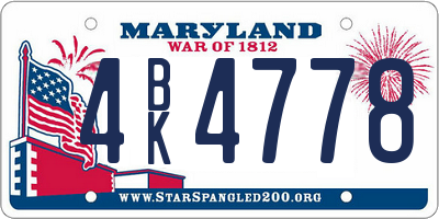 MD license plate 4BK4778