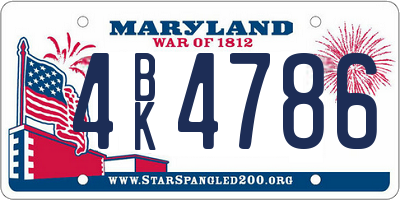 MD license plate 4BK4786