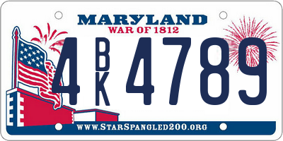 MD license plate 4BK4789