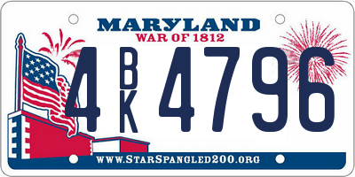 MD license plate 4BK4796
