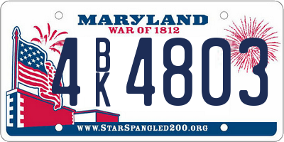 MD license plate 4BK4803