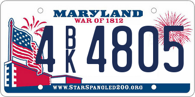 MD license plate 4BK4805