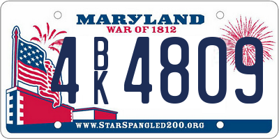 MD license plate 4BK4809