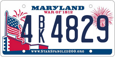 MD license plate 4BK4829