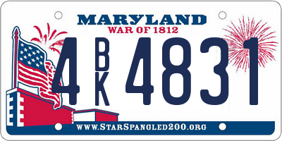MD license plate 4BK4831