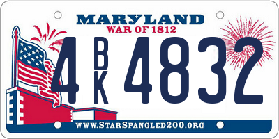 MD license plate 4BK4832