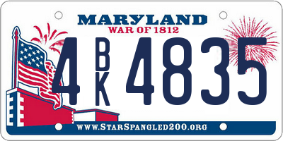 MD license plate 4BK4835