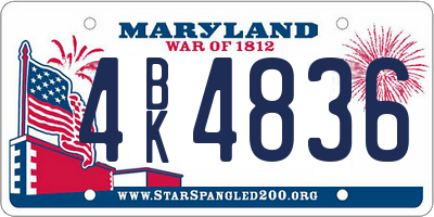 MD license plate 4BK4836