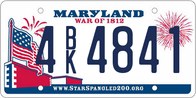 MD license plate 4BK4841