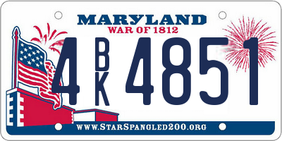 MD license plate 4BK4851