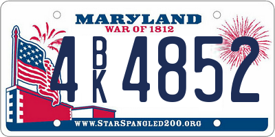 MD license plate 4BK4852