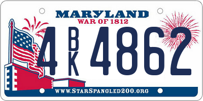 MD license plate 4BK4862