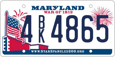 MD license plate 4BK4865