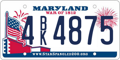 MD license plate 4BK4875