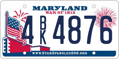 MD license plate 4BK4876