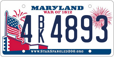 MD license plate 4BK4893