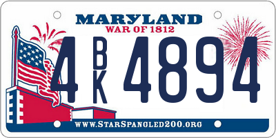 MD license plate 4BK4894