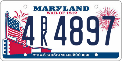 MD license plate 4BK4897