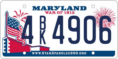 MD license plate 4BK4906