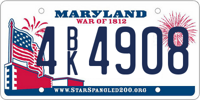 MD license plate 4BK4908