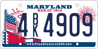 MD license plate 4BK4909