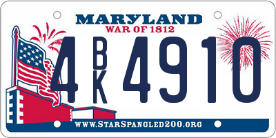 MD license plate 4BK4910