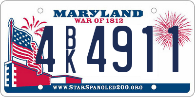 MD license plate 4BK4911