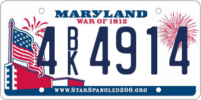 MD license plate 4BK4914