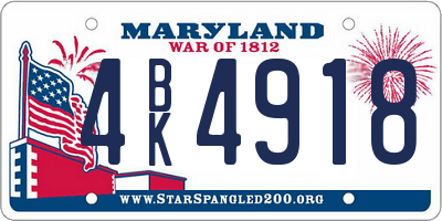 MD license plate 4BK4918