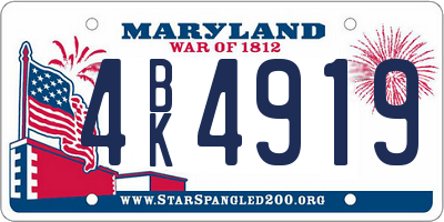 MD license plate 4BK4919