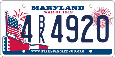 MD license plate 4BK4920