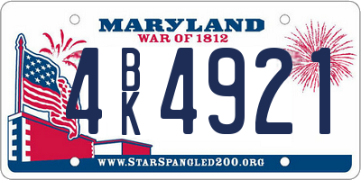MD license plate 4BK4921