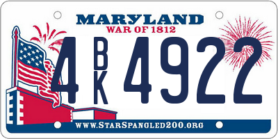 MD license plate 4BK4922